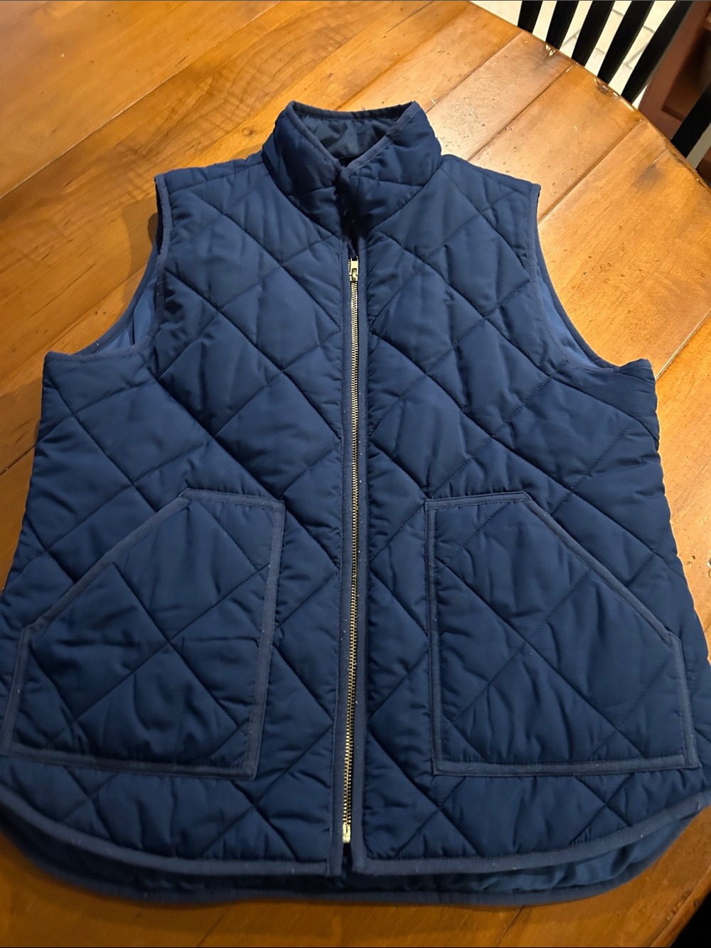 J. Crew Navy Quilted Vest with Front Zip
